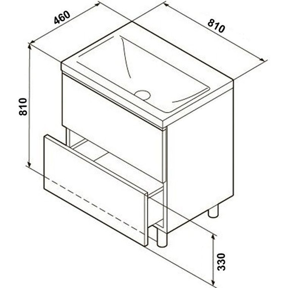 Тумба напольная с раковиной Стиль Stella 80/2Н см, дуб дымчатый/белый фото 3