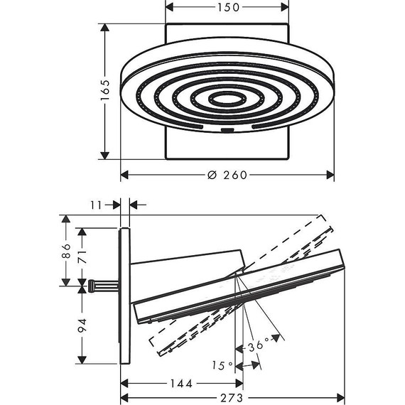Верхний душ Hansgrohe Pulsify S 260 2jet 260x260 мм 24150700, белый матовый фото 2