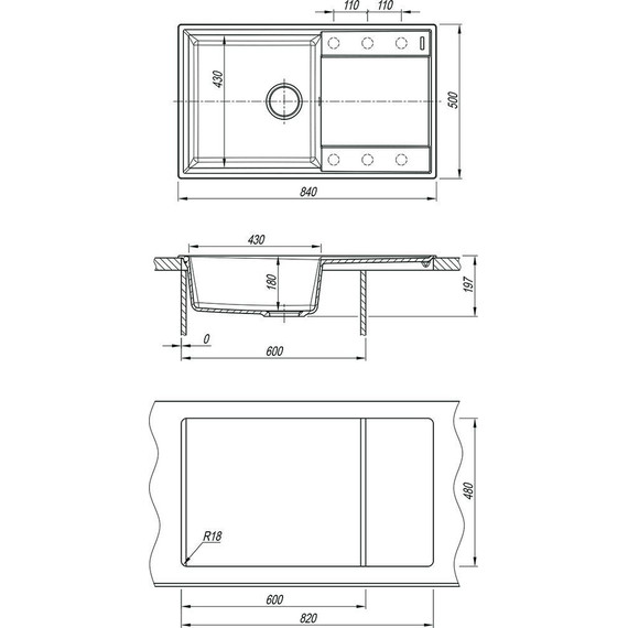 Кухонная мойка Lemark Imandra 840 9910031, антрацит, Цвет производителя: антрацит фото 3