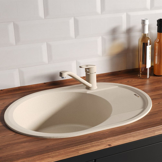 Кухонная мойка Lemark Lacha 620 9910050, бежевый, Цвет производителя: бежевый фото 3