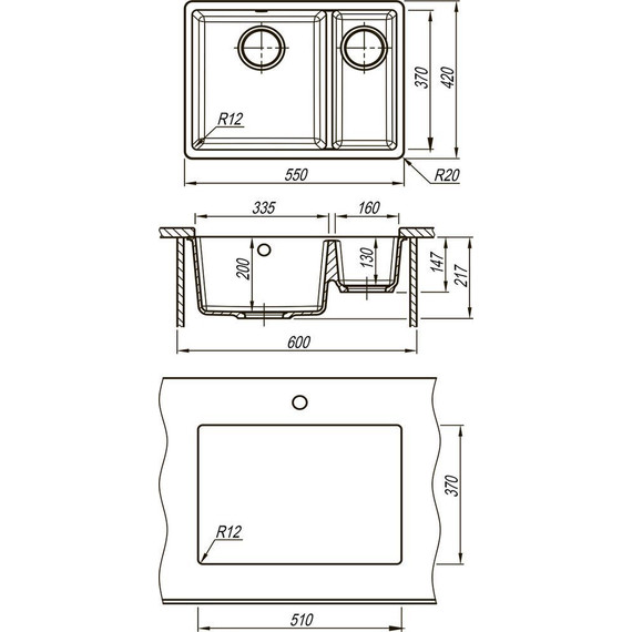 Кухонная мойка Lemark Sinara 550.2-U 9910082, жасмин, Цвет производителя: жасмин фото 3