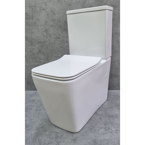 Унитаз-компакт CeramaLux Rimless 2170AXMW с крышкой микролифт, белый матовый, Цвет производителя: белый матовый - 2 Унитаз-компакт CeramaLux Rimless 2170AXMW с крышкой микролифт, белый матовый, Цвет производителя: белый матовый фото 2