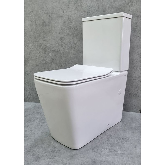 Унитаз-компакт CeramaLux Rimless 2170AXMW с крышкой микролифт, белый матовый, Цвет производителя: белый матовый - 3 Унитаз-компакт CeramaLux Rimless 2170AXMW с крышкой микролифт, белый матовый, Цвет производителя: белый матовый фото 3