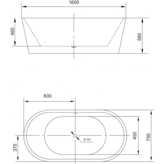 Ванна отдельностоящая Art&Max 160x75 см AM-203-1600-750 фото 2