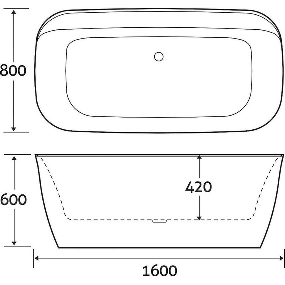 Ванна отдельностоящая Art&Max 160x80 см AM-316-1600-800 фото 2