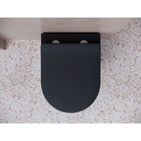 Унитаз подвесной ceramicanova Balearica Rimless CN6000MB с тонкой крышкой микролифт, черный матовый, Цвет производителя: чёрный матовый фото 3