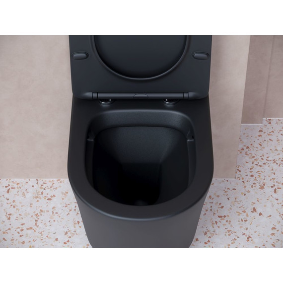 Унитаз подвесной ceramicanova Balearica Rimless CN6000MB с тонкой крышкой микролифт, черный матовый, Цвет производителя: чёрный матовый фото 4