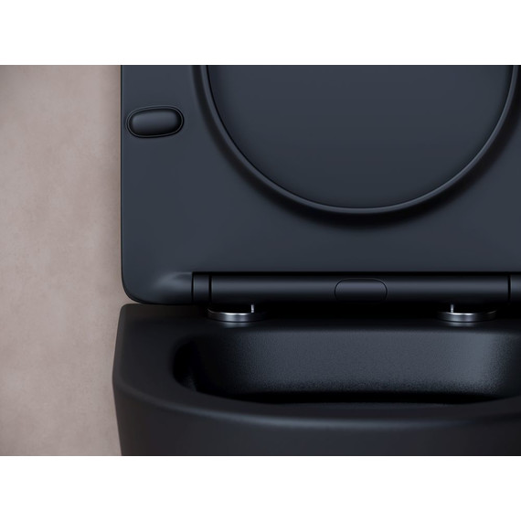 Унитаз подвесной ceramicanova Balearica Rimless CN6000MB с тонкой крышкой микролифт, черный матовый, Цвет производителя: чёрный матовый фото 7