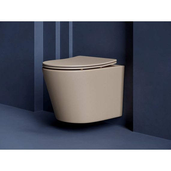 Унитаз подвесной ceramicanova Balearica Rimless CN6000MC с тонкой крышкой микролифт, капучино матовый, Цвет производителя: коричневый фото 6