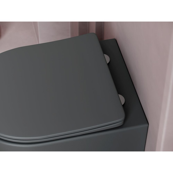 Унитаз подвесной ceramicanova Balearica Rimless CN6000MDH с тонкой крышкой микролифт, темный антрацит матовый, Цвет производителя: чёрный фото 5