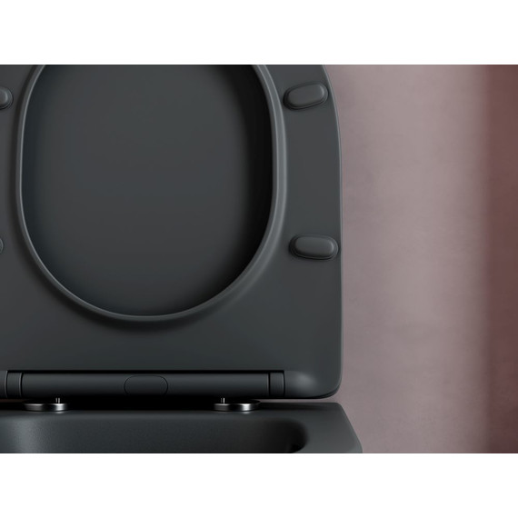 Унитаз подвесной ceramicanova Balearica Rimless CN6000MDH с тонкой крышкой микролифт, темный антрацит матовый, Цвет производителя: чёрный фото 6