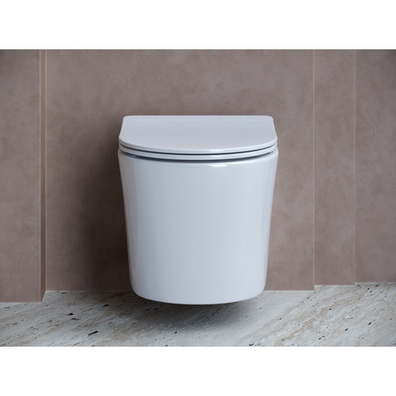 Унитаз подвесной ceramicanova Balearica Rimless CN6000 с тонкой крышкой микролифт, Цвет производителя: белый фото 2