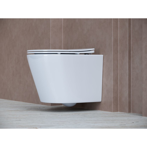 Унитаз подвесной ceramicanova Balearica Rimless CN6000 с тонкой крышкой микролифт, Цвет производителя: белый фото 3