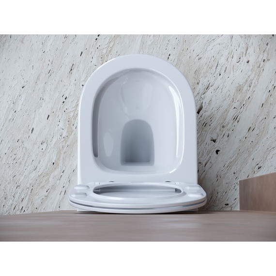 Унитаз подвесной ceramicanova Balearica Rimless CN6000 с тонкой крышкой микролифт, Цвет производителя: белый фото 5