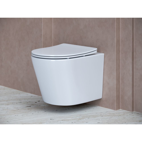 Унитаз подвесной ceramicanova Balearica Rimless CN6000 с тонкой крышкой микролифт, Цвет производителя: белый фото 6