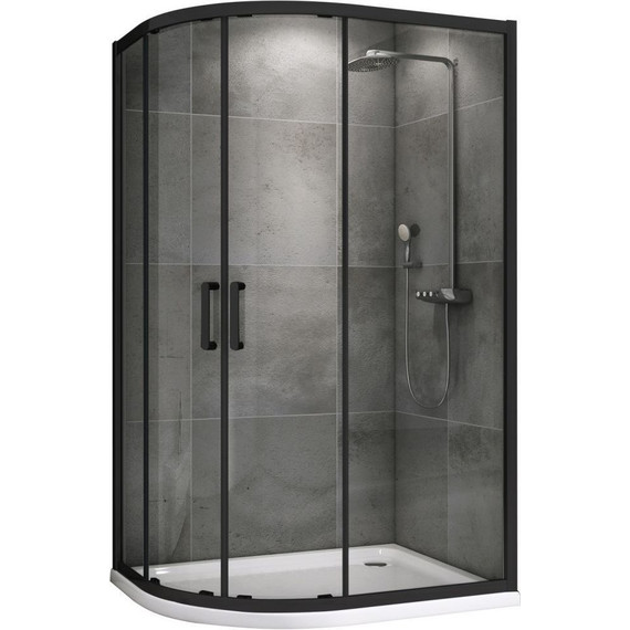 Душевое ограждение Abber Schwarzer Diamant 100x80 см AG01180B, чёрный/прозрачное фото 