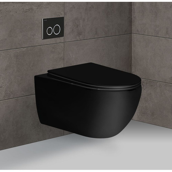 Унитаз подвесной безободковый Vincea Evo VT1-34MB с крышкой микролифт, черный матовый фото 2