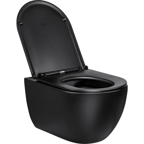 Унитаз подвесной безободковый Vincea Evo VT1-34MB с крышкой микролифт, черный матовый фото 4