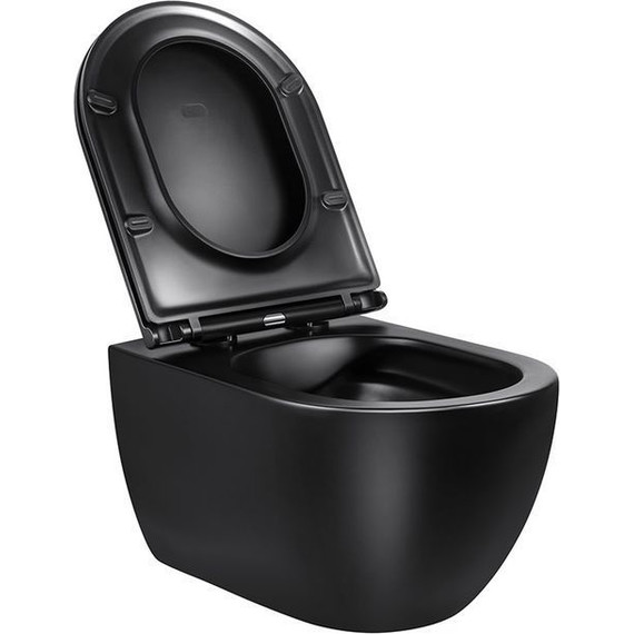 Унитаз подвесной безободковый Vincea Evo VT1-34MB с крышкой микролифт, черный матовый фото 5