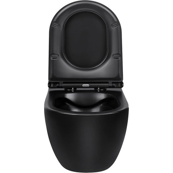 Унитаз подвесной безободковый Vincea Evo VT1-34MB с крышкой микролифт, черный матовый фото 6