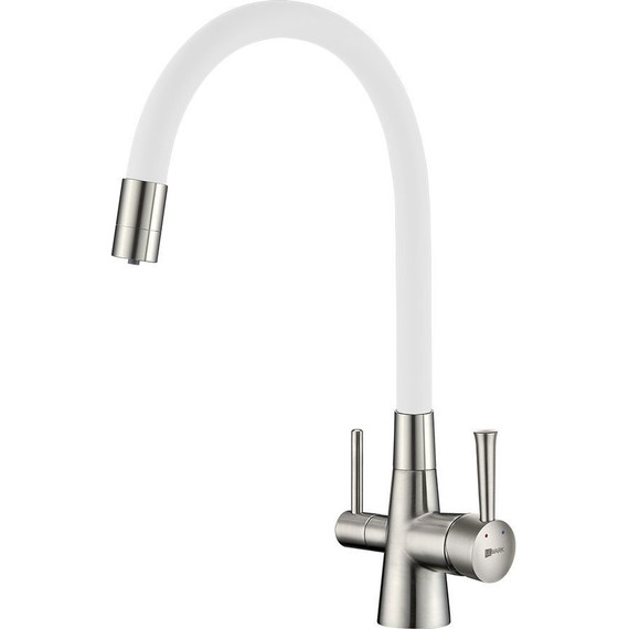 Смеситель для кухни Lemark Comfort LM3075BN-White, никель/белый фото 