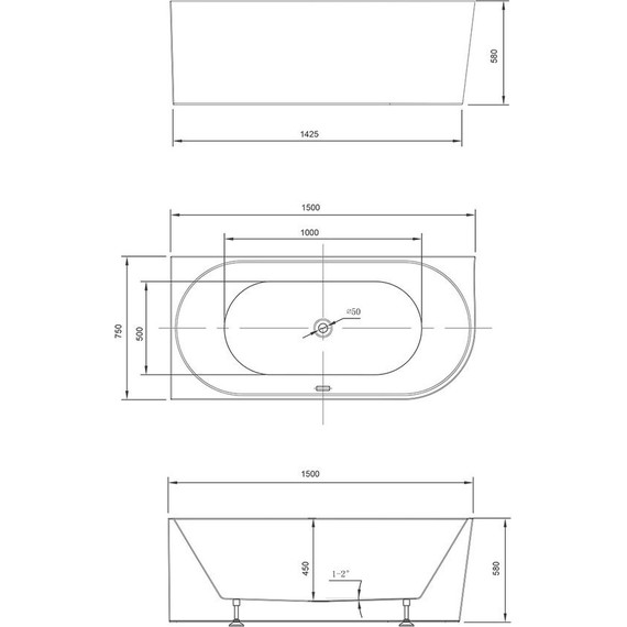 Ванна акриловая Vincea 150x75 см VBT-402-1500L, Размер - мм: 1500х750 фото 4