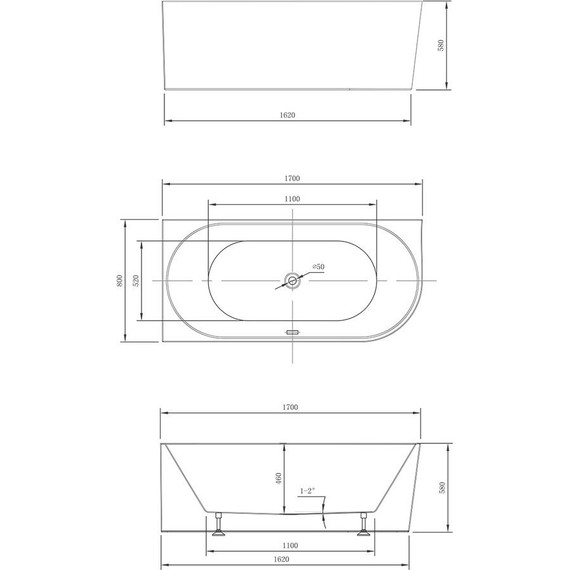 Ванна акриловая Vincea 170x80 см VBT-402-1700L фото 4