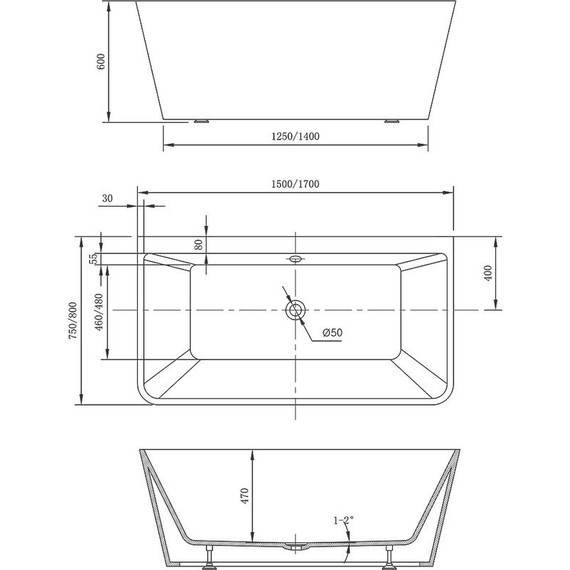 Ванна акриловая Vincea 170x80 см VBT-425-1700 - 5 Ванна акриловая Vincea 170x80 см VBT-425-1700 фото 5