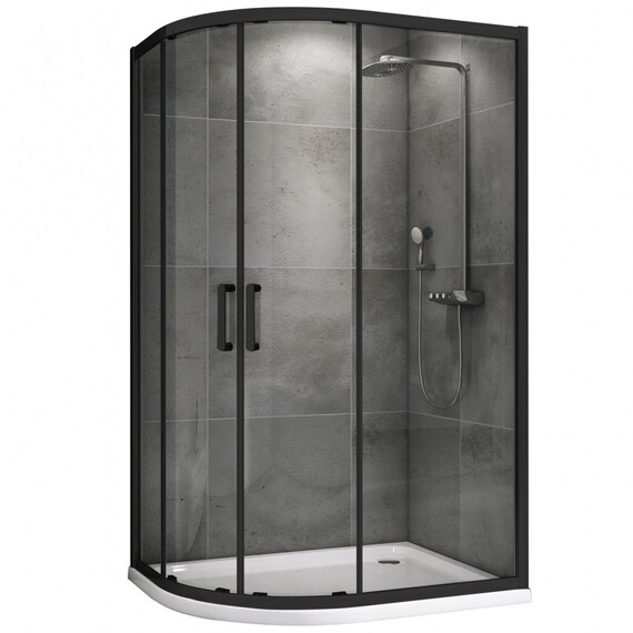 Душевое ограждение Abber Schwarzer Diamant 120x80 см AG01128B, чёрный/прозрачное фото 