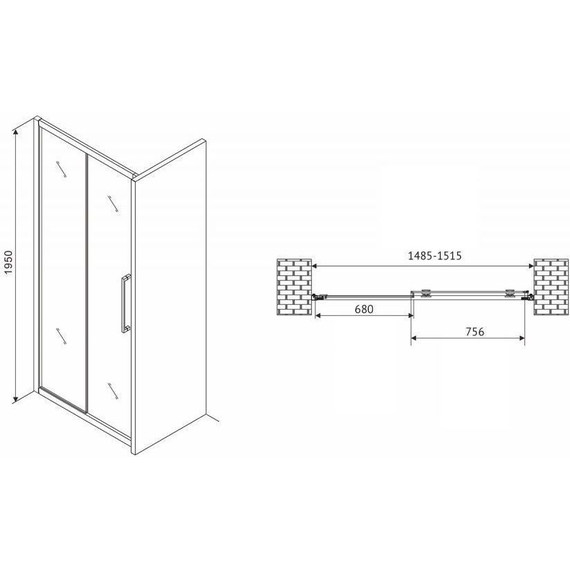 Душевая дверь Abber Schwarzer Diamant 150 см AG30150MH, хром/матовое фото 5