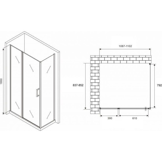 Душевое ограждение Abber Sonnenstrand 110x85 см AG04110MS-S85M, хром/матовое фото 4