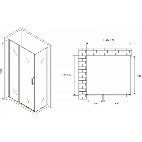 Душевое ограждение Abber Sonnenstrand 120x80 см AG04120MS-S80M, хром/матовое фото 4