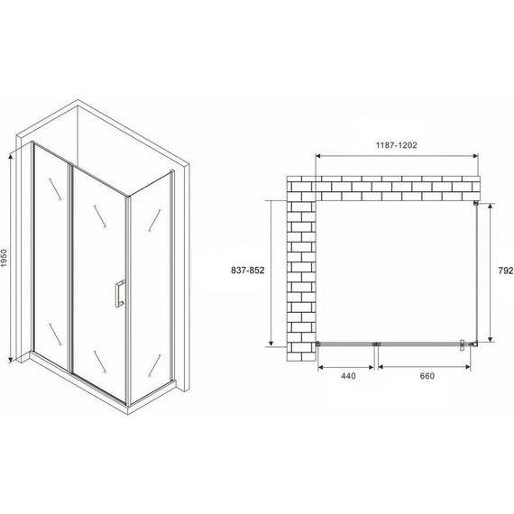 Душевое ограждение Abber Sonnenstrand 120x85 см AG04120MS-S85M, хром/матовое фото 4