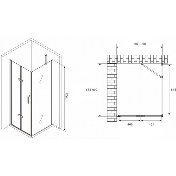 Душевое ограждение Abber Zart 100x90 см AG08100P-S91, хром/прозрачное фото 3