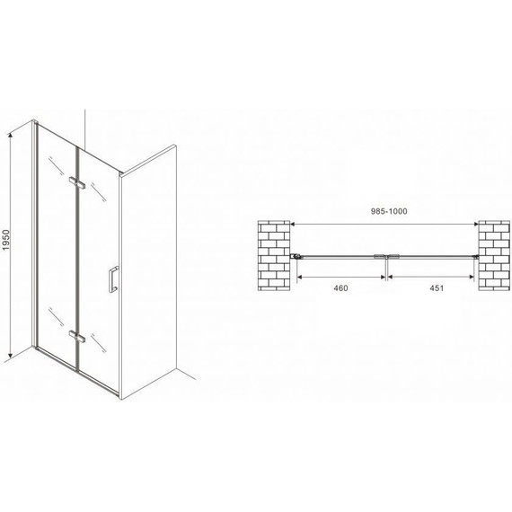 Душевая дверь Abber Zart 100 см AG08100P, хром/прозрачное фото 3