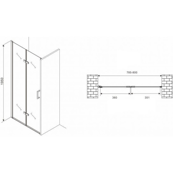 Душевая дверь Abber Zart 80 см AG08080P, хром/прозрачное фото 3