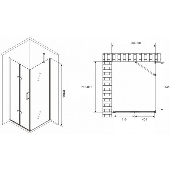 Душевое ограждение Abber Zart 90x80 см AG08090P-S81, хром/прозрачное фото 3