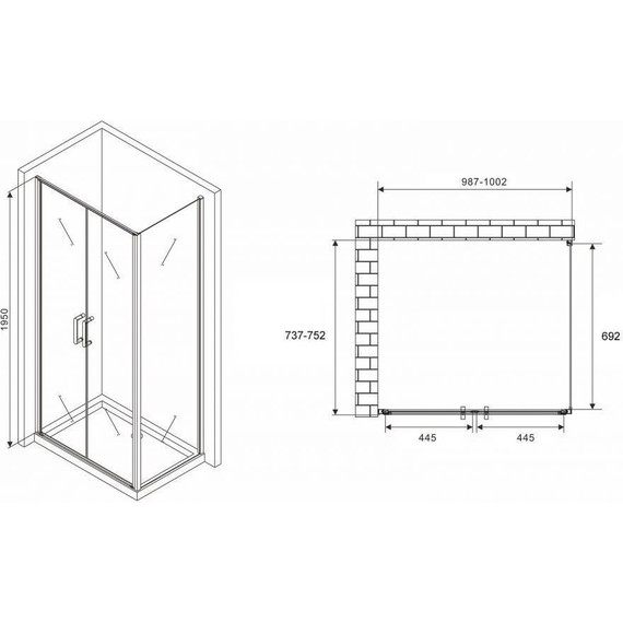 Душевое ограждение Abber Sonnenstrand 100x75 см AG04100C-S75, хром/прозрачное фото 4