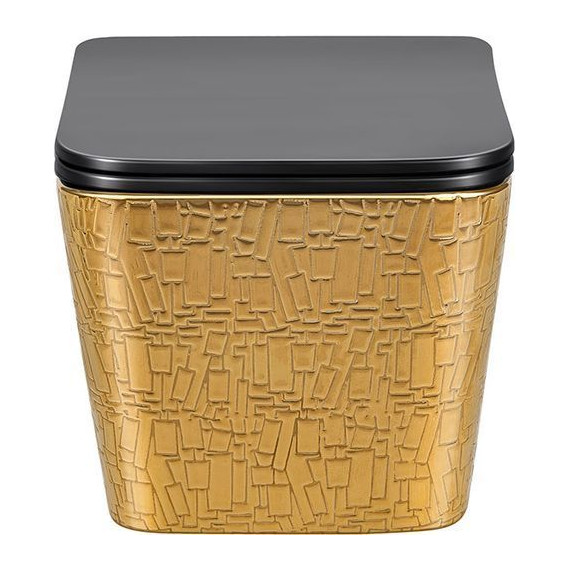 Унитаз подвесной безободковый Vincea Q-Line VT1-12G1B с крышкой микролифт, золото/черный, Цвет производителя: чёрный, золото фото 3