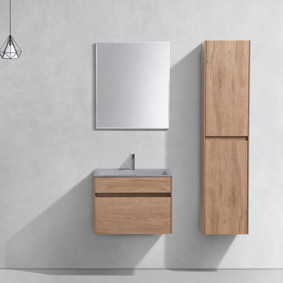 Тумба подвесная с раковиной Vincea Chiara 60 см VMC-2C600NO (раковина серая VCB-13600G), натуральный дуб фото 4