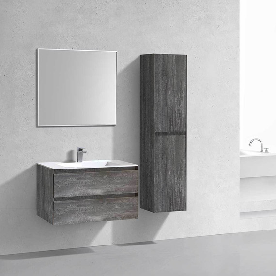 Тумба подвесная с раковиной Vincea Luka 80 см VMC-2L800GS (раковина белая VCB-13800W), серый камень фото 4