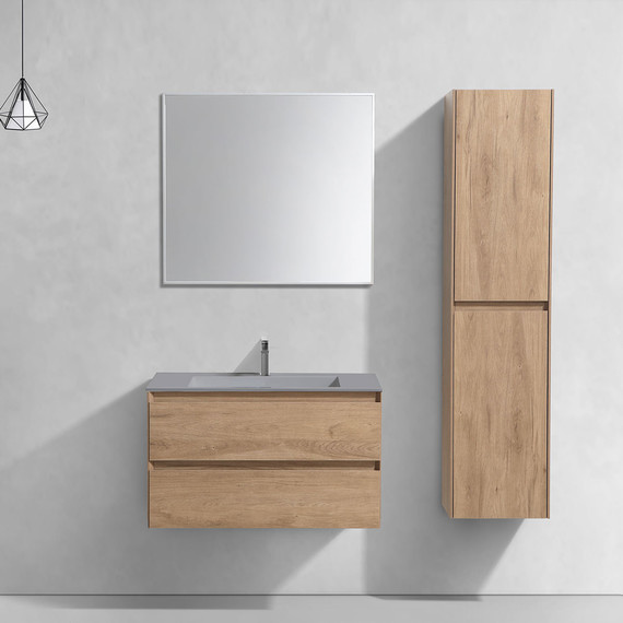 Тумба подвесная с раковиной Vincea Luka 80 см VMC-2L800NO (раковина серая VCB-13800G), натуральный дуб фото 4