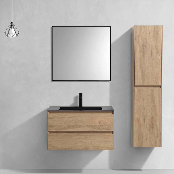 Тумба подвесная с раковиной Vincea Luka 80 см VMC-2L800NO (раковина черная VCB-13800B), натуральный дуб - 3 Тумба подвесная с раковиной Vincea Luka 80 см VMC-2L800NO (раковина черная VCB-13800B), натуральный дуб фото 3