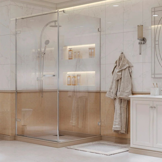 Душевое ограждение Ambassador Abner 100x100 см 10011102L L (стекло 8 мм) хром/прозрачное фото 2