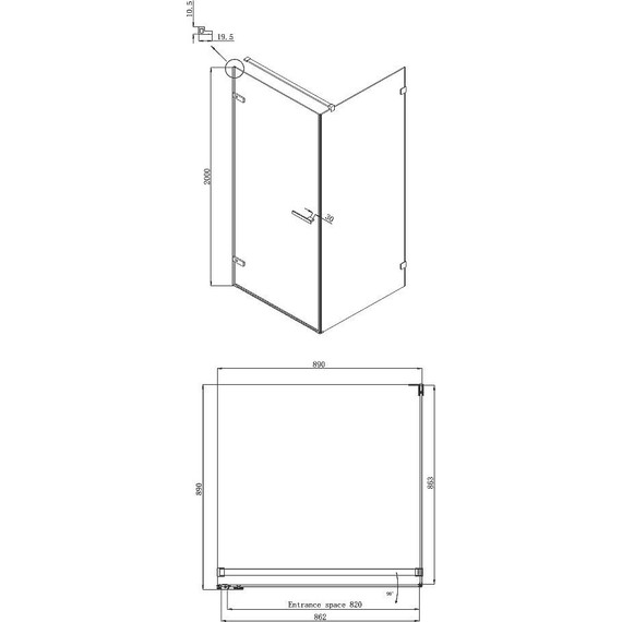 Душевое ограждение Ambassador Abner 90x90 см 10011101L L (стекло 8 мм) хром/прозрачное фото 9