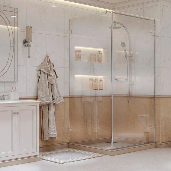 Душевое ограждение Ambassador Abner 90x90 см 10011101R R (стекло 8 мм) хром/прозрачное фото 2