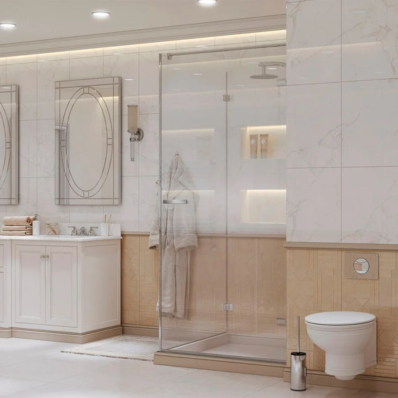 Душевое ограждение Ambassador Abner 90x90 см 10011101R R (стекло 8 мм) хром/прозрачное фото 4