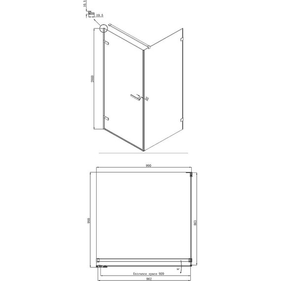 Душевое ограждение Ambassador Abner 100x100 см 10011102L L (стекло 8 мм) хром/прозрачное фото 9