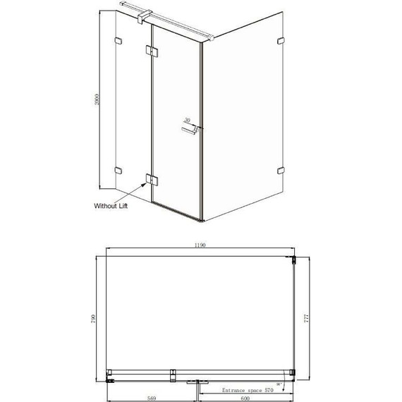 Душевое ограждение Ambassador Abner 120x80 см 10011103L L, хром/прозрачное фото 11