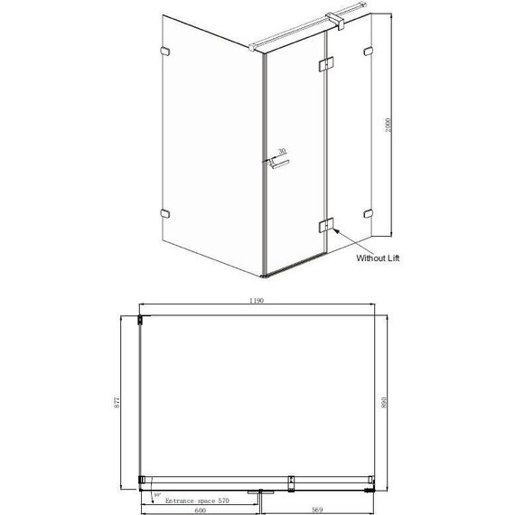 Душевое ограждение Ambassador Abner 120x90 см 10011104R R, хром/прозрачное фото 11